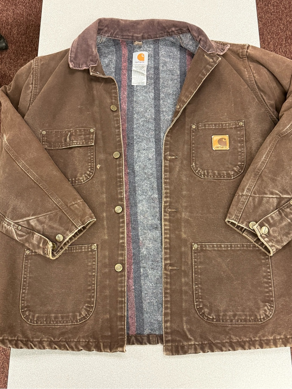 Carhartt Brown Duck Chore Jacket with Corduroy Collar